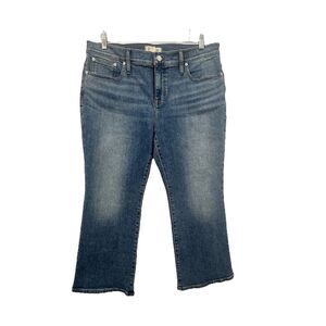 Madewell Mid-Rise Kick Out Jeans Womens Sz 32 Petite Crop Flare Stretch Preppy